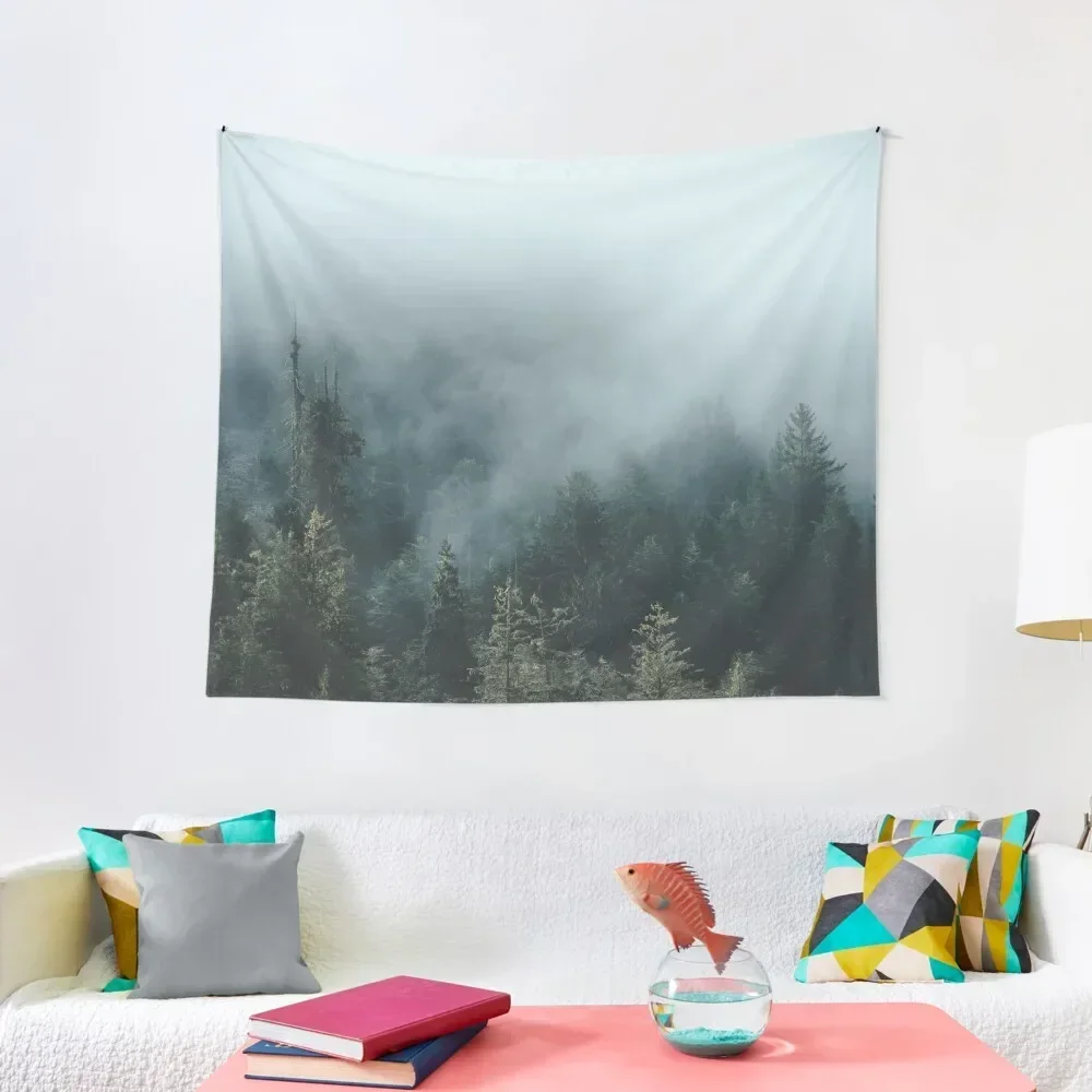 

Misty Pacific Northwest Foggy Forest Nature Photography Tapestry Room Decor Cute Wall Mural House Decorations Tapestry
