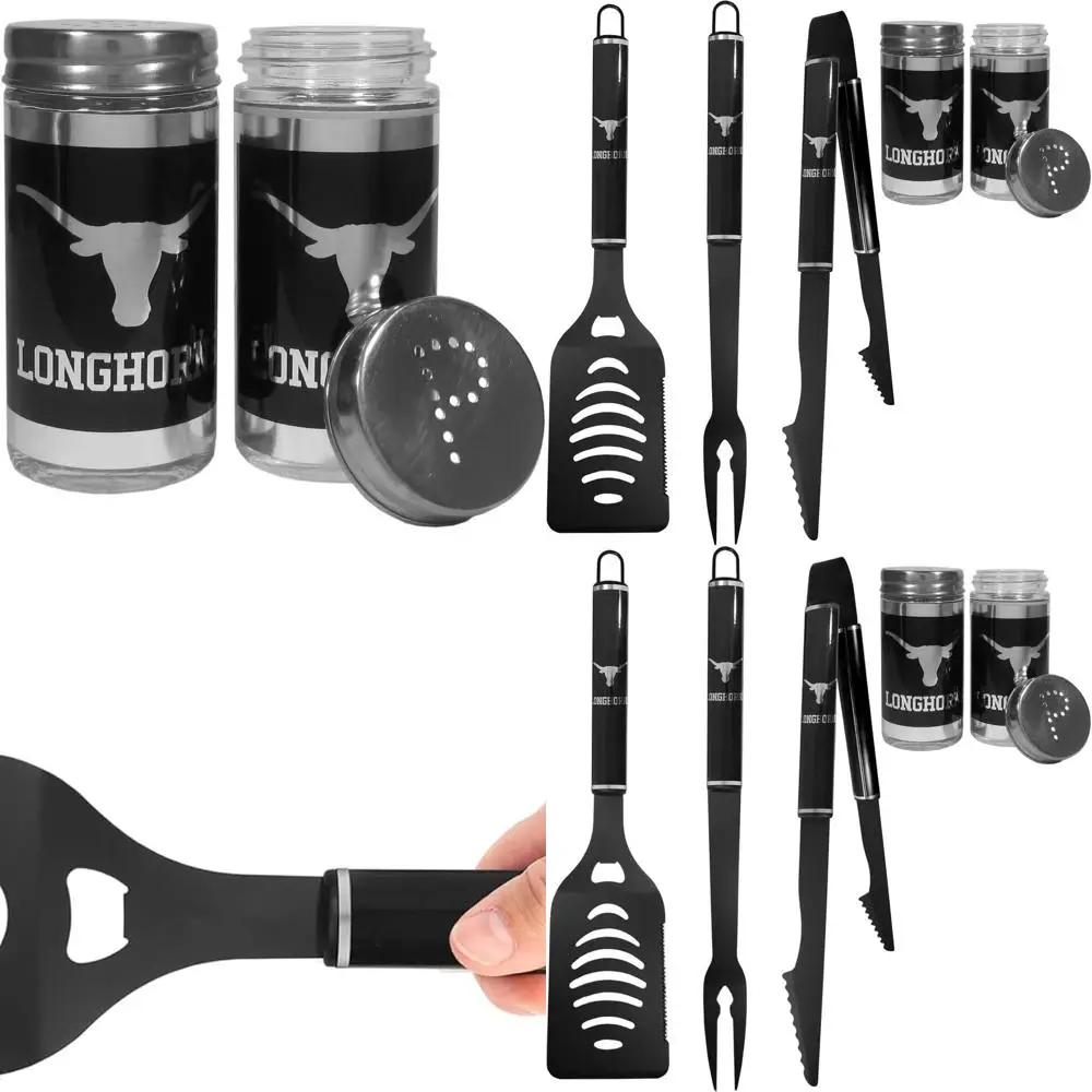 

Texas Longhorns 3-Piece Black BBQ Set with Shakers