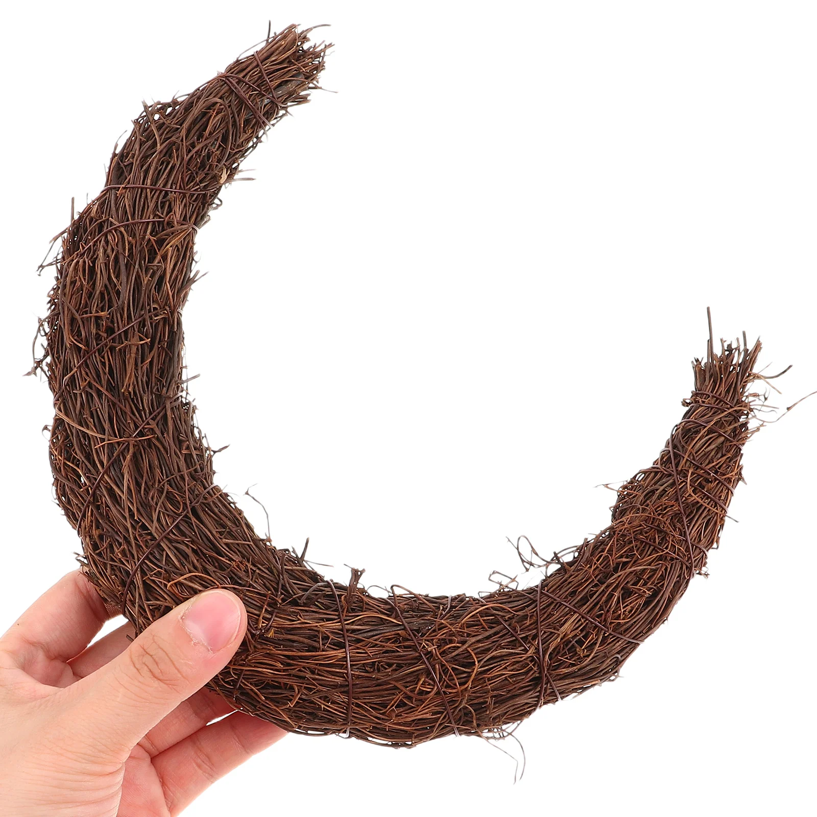 

2 Pcs Wreaths for Front Door Moon DIY Craft Grapevine Christmas Handmade Shaped Moss Black Form
