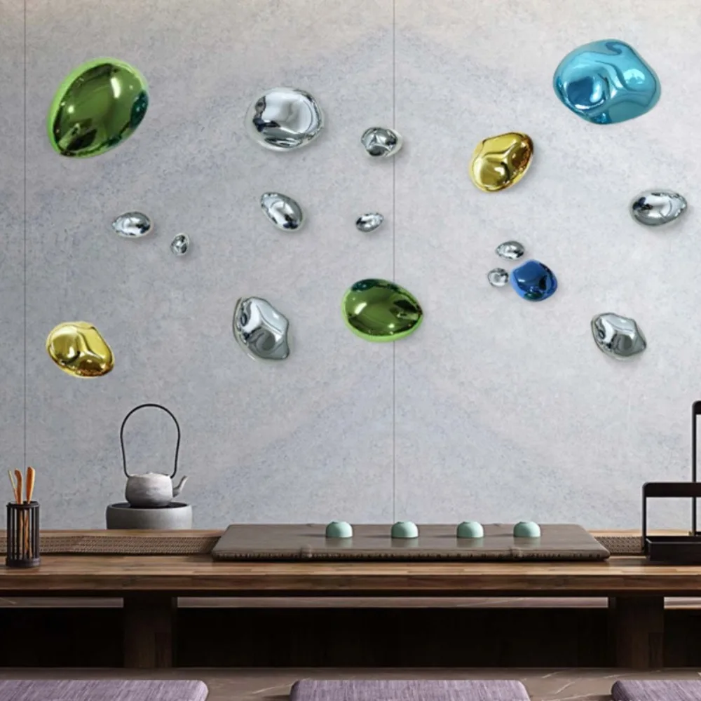 Living Room Wall Pendant Stereo Stone Modeling Electroplating Simulation Stone Modern Hotel Light Luxury Pendant Wall Decoration