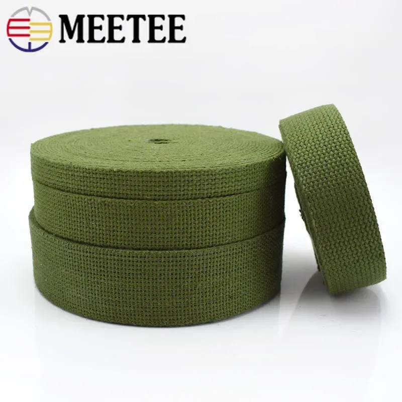 10Meters 15-50mm 2mm Thick Army Green Cotton Webbing Canvas ribbon for Bag Backpack Strap Seat Belt Tape Bias Binding Accessory