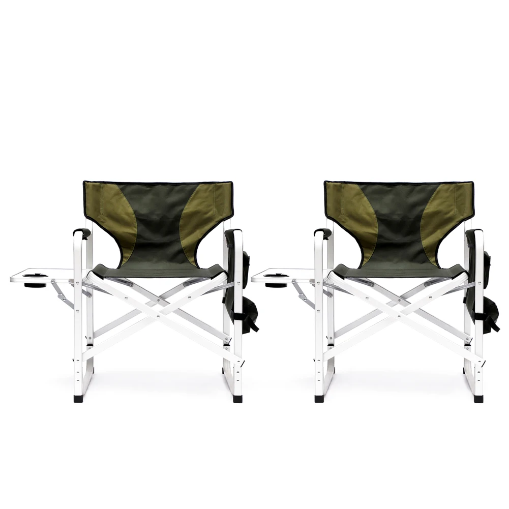 2pcs Portable Folding Camping Chair, Directors' Chair, 280lbs Load-bearing Capacity For Camping, Lawn, Sports, Fishing