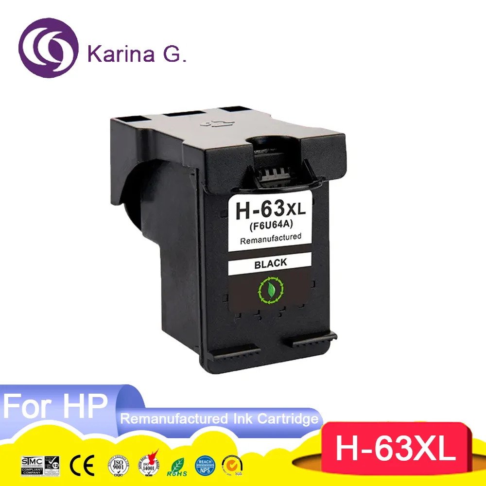 خرطوشة حبر سوداء ملونة معاد تصنيعها 63 XL 63XL لـ HP63 لـ HP63xl لطابعة HP Deskjet 2131 2130 3630 4520 1111 1110