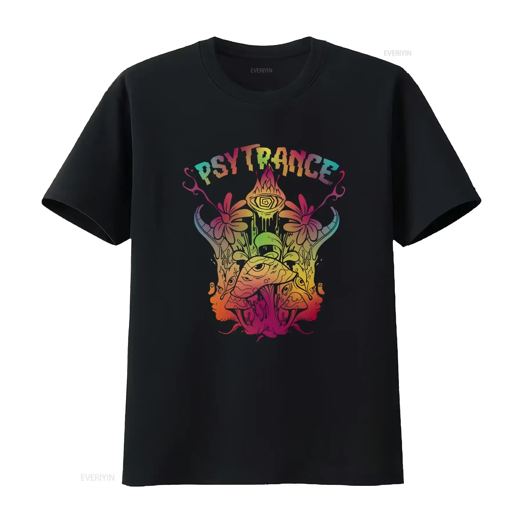 Psytrance Psychedelic Trance Music Inspired Mens Cotton T Shirt Top with Vibrant Design vintage Washed Top For Everyday Wear