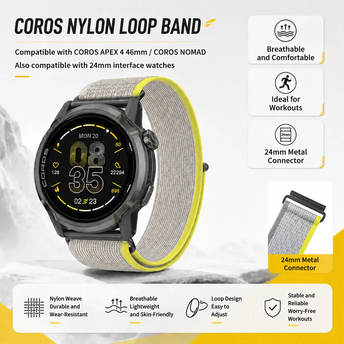 �y�Z�[�����zCOROS NOMAD / APEX 4 46mm�i�C�������[�v�E�H�b�`�o���h�A�t�b�N�A���h���[�v�X�g���b�v�A24mm���^���R�l�N�^�[�A�A�E�g�h�A�X�|�[�c�o���h�ɑΉ�