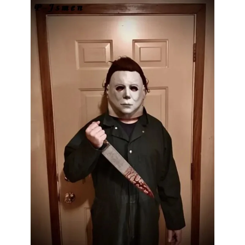 CyCafele Halloween 1978 Michael Myers Máscara Horror Cosplay Disfraz Máscaras de látex Accesorios de Halloween para adultos Blanco