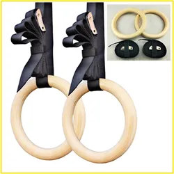 FX-Portable Gymnastics Rings, Wood 1.1, Muscle Building, Fitness Gym, Cross Fit Strength Training, Heavy Duty Quality, 1 Pair