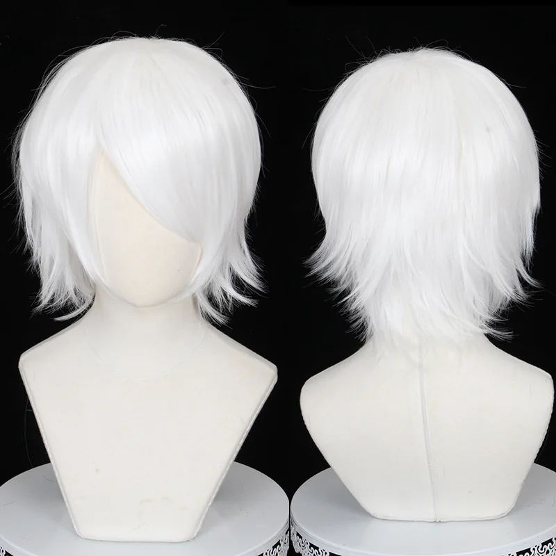

Xiu Dan Japanese-style Anime Universal Short Hair Cosplay Wig Pure White Face-framing Bangs Ma-Nyan Style 013B