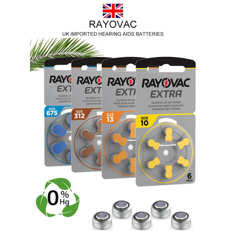 Rayovac – batterie pour appareils auditifs, 60 pièces, A13 10a 13 312 PR48, Extra Zinc Air 13/A13, livraison directe