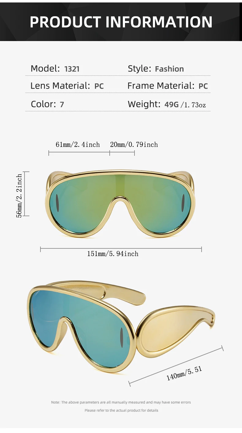 Y2K Sport Punk Sonnenbrille Frauen Männer Einteilige Sonnenbrille für Damen Luxus Marke Übergroßen Steampunk Brillen Goggle UV400 – Detail 6