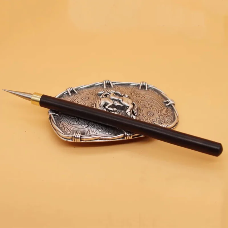 ไม้จับหนังแกะสลักสแตนเลสสายตําแหน่งปากกา DIY หนัง CRAFT Scriber แกะสลักเครื่องหมายเครื่องมือ