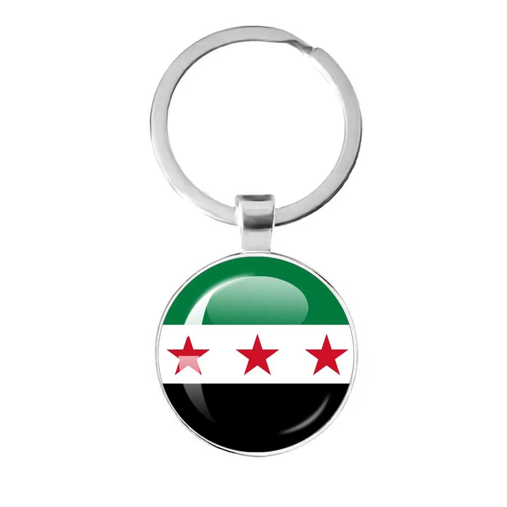 Syria National Flag Glass Cabochon Pendant Keychain Metal Keychain Fashion For Women Men Charm Handmade Car Keyring Jewelry Gift