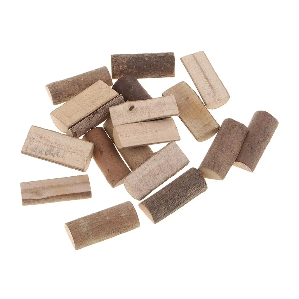 20 Pack 0.6x1.4inch Natural Mini Wood Sticks Half Round Rustic Tree Bark Log