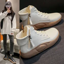 New Women Rubber Boots Ladies Leather Non-slip Shoes Flat with Fur Warm Soft Botas Female Casual Shoes Sneakers Platform Shoes