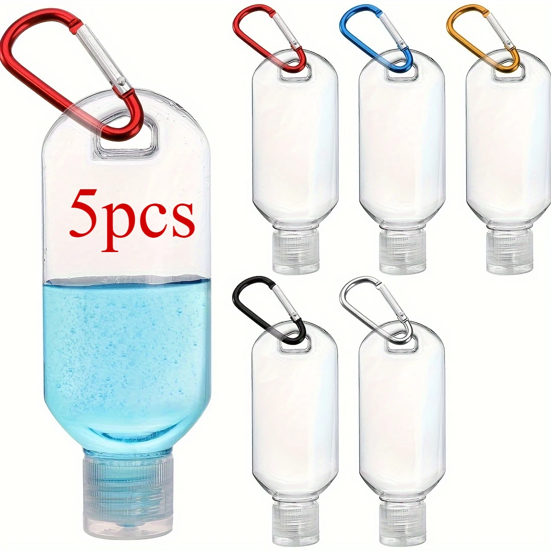 5pcs Leak-Proof Travel Squeeze Bottles with Keychains - 30ml Refillable, Portable Containers for Hand Sanitizer Toiletries