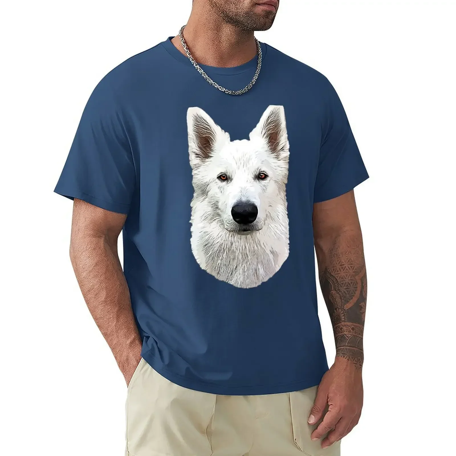 White Swiss Shepherd Dog T-shirt quick-drying sweat fitted t shirts for men