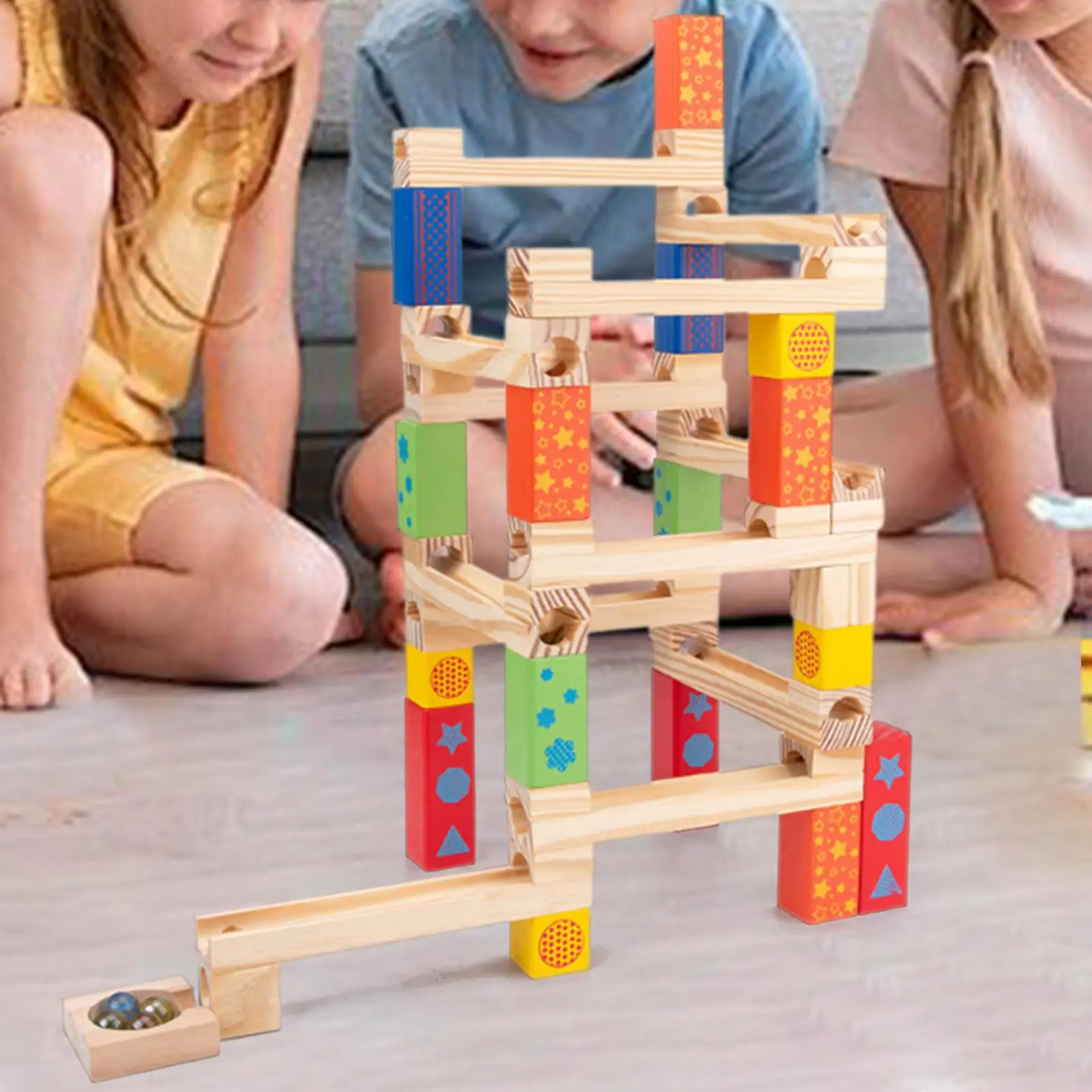 3D Wooden Puzzle Roller Coaster Brain Teaser Track Marble Toy DIY Building Kit Educational Gift for Kids