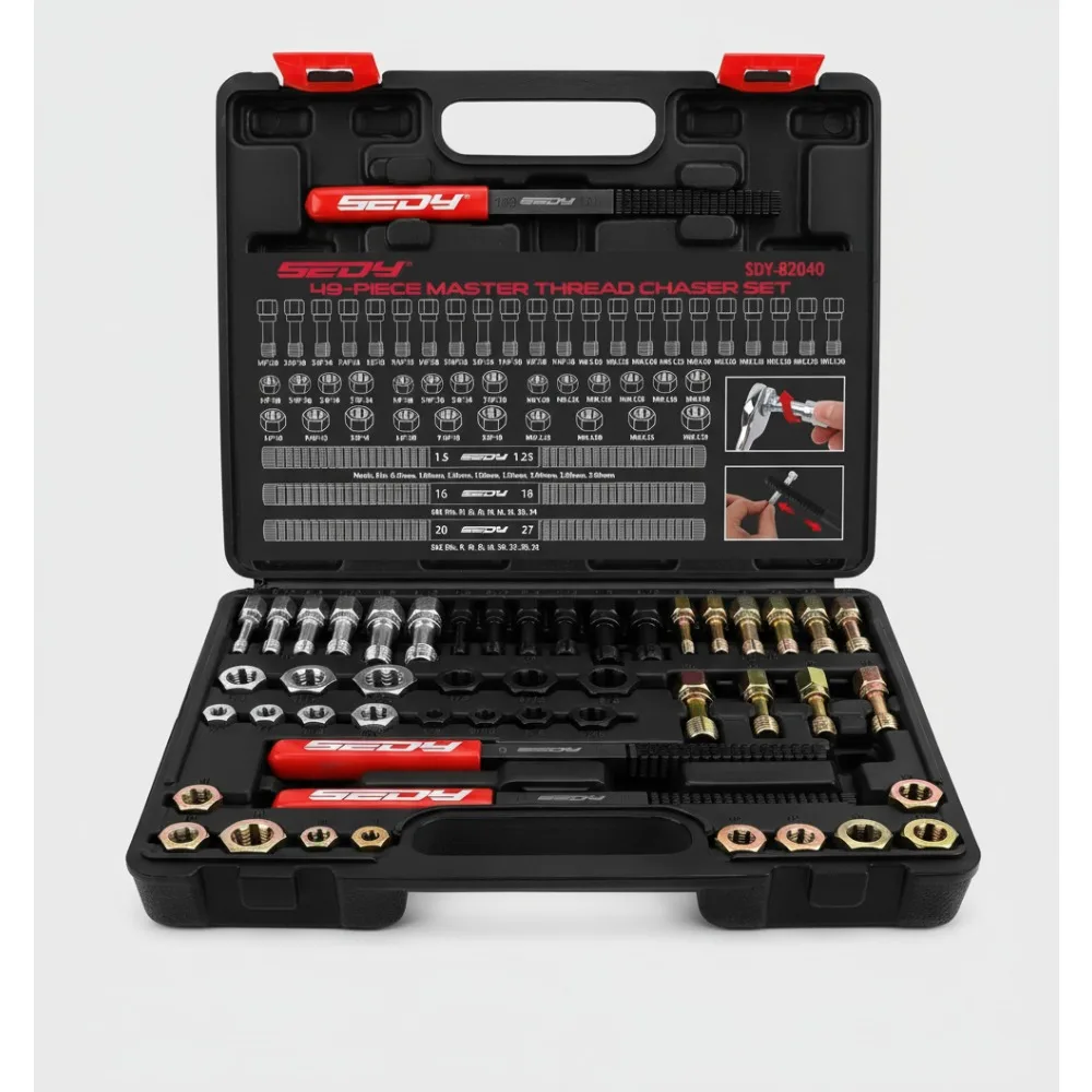 

Набор инструментов для ремонта резьбы, 49 шт., набор инструментов для восстановления метрических болтов SAE для автомобильной механики