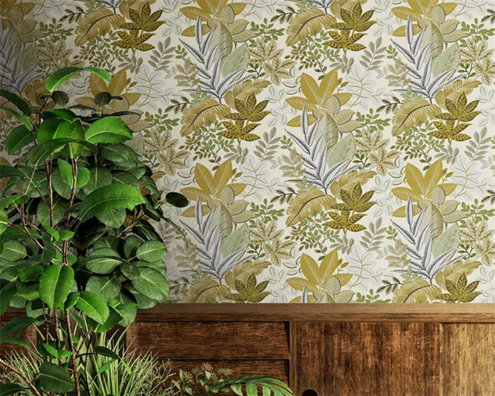 

beibehang Custom Modern papier peint Vintage American Nordic Style Plant Leaves Living Room Bedroom Background Wallpaper