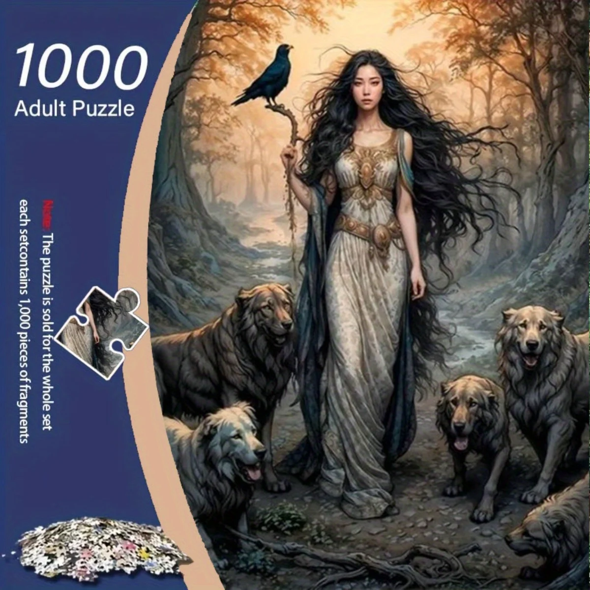 

Пазлы из 1000 деталей для взрослых: Женщина, Волки, Ворон. Развивающие игры, красочные пазлы, подарки, декор для дома.