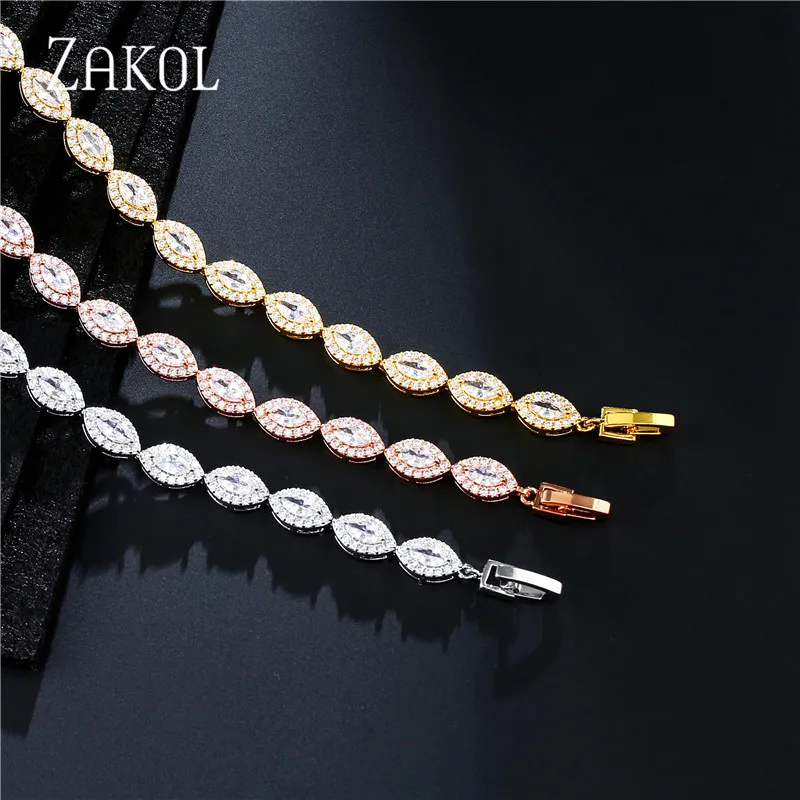 ZAKOL Delicate Zirconia Bracelets Bangle for Women Wedding Bridal Jewelry