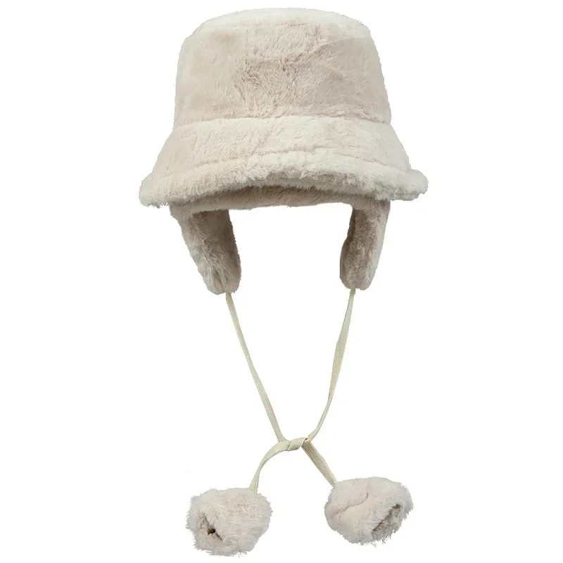 Bomber Winter Warm Ear Protection Bucket Hats for Women Golf Cap Hiking Hat Fur Hat Winter Barrel Fabric Cap Sombreros De Mujer