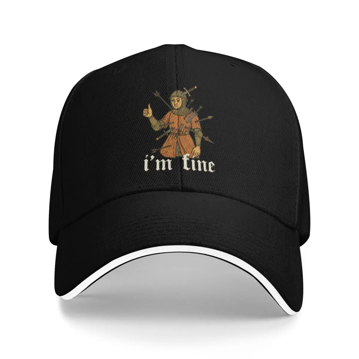 Baseball Caps I'm Fine Medieval Soldier Art Funny Fans Support Casquette Men Women Casual Summer Caps