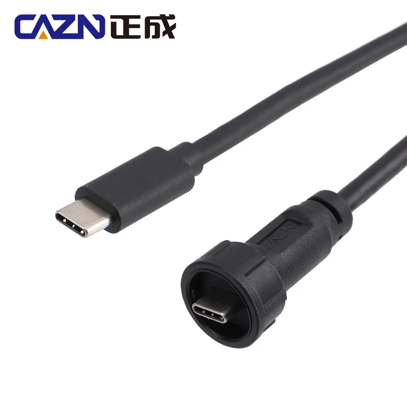 CAZN Waterproof IP67 IP68 Type C Male to Male Overmolded Cable Bayonet-type Type-C 3.1 10GB