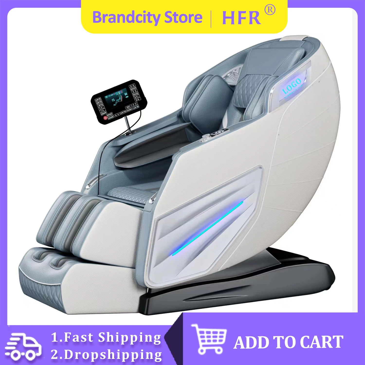 HFR Shiatsu Luxury Electric Recliner Designer Fullbody Zero Gravity Massage Chair Heating and Music Bluetooth Multiple colors