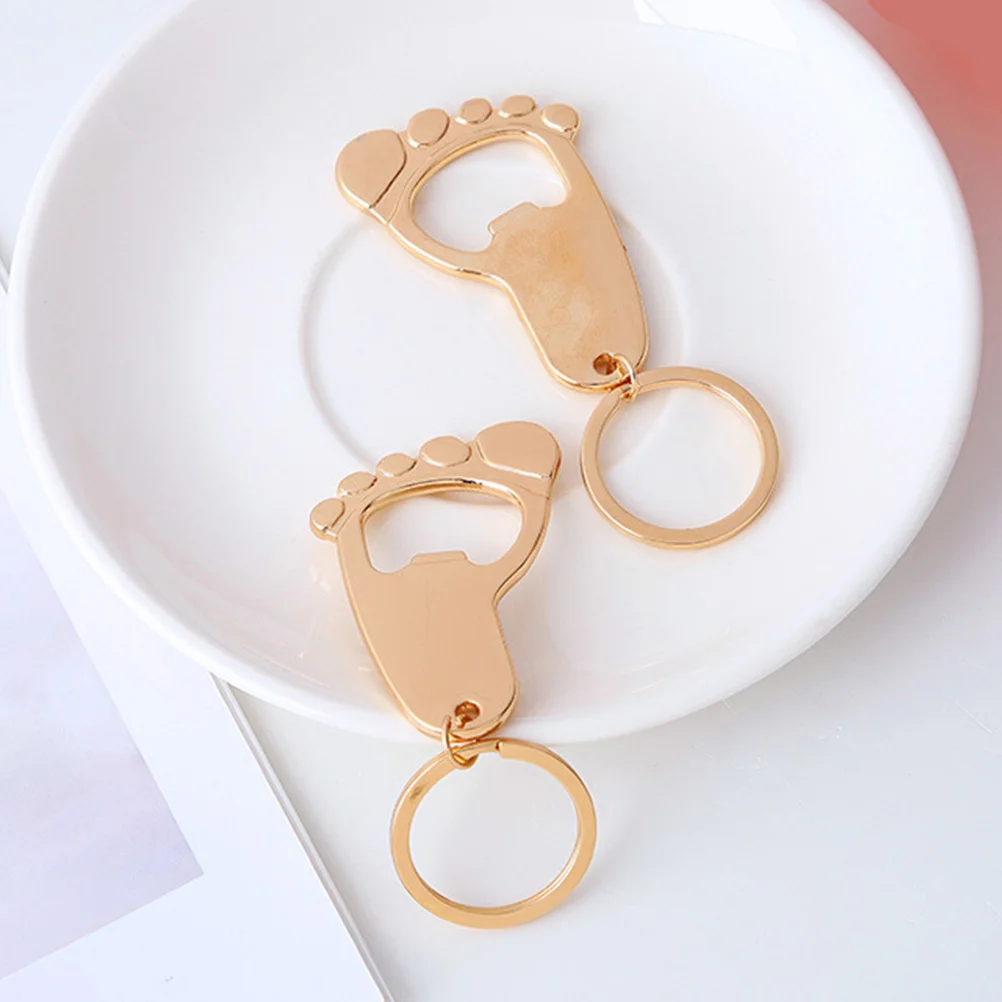 10 Pcs Boys Keychain Bottle Opener Baby Gifts Corkscrew Metal Footprint Shower Prizes