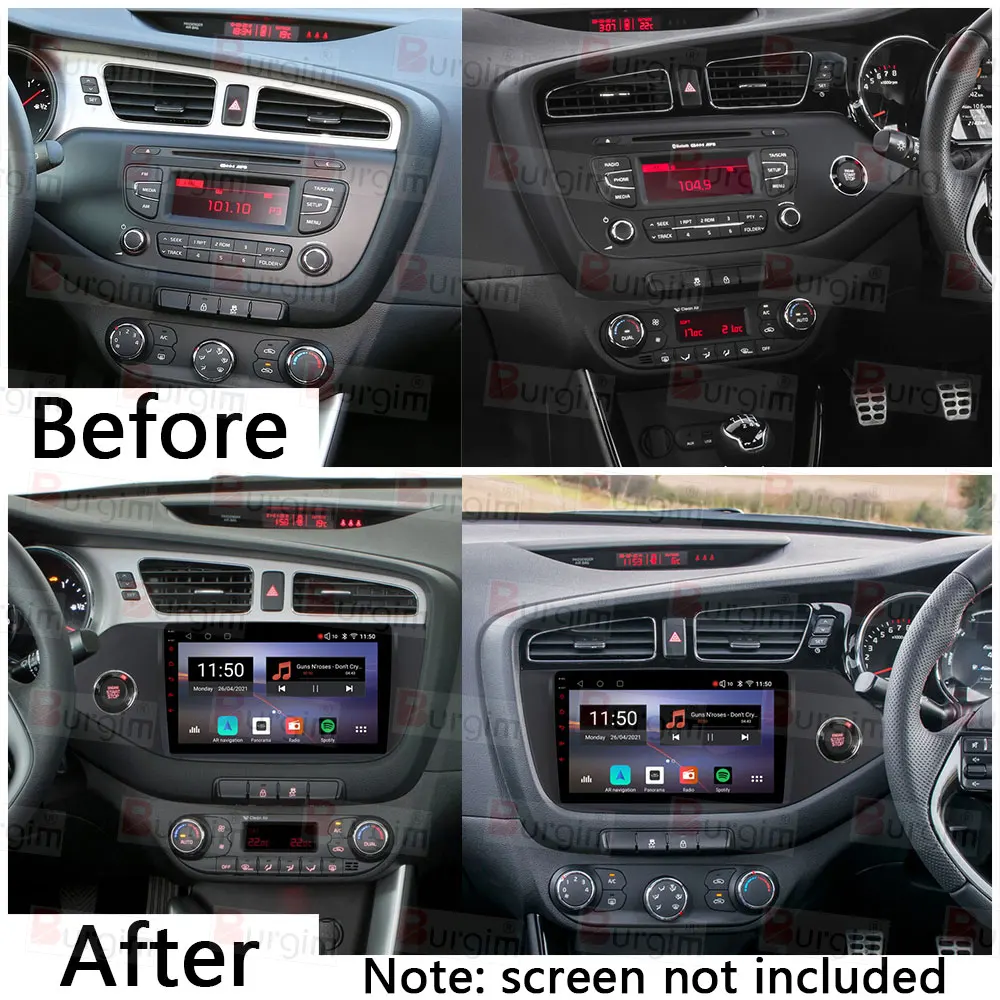 Car Radio Fascias Frame For Kia Cee'd CEED JD 2012- 2018 9 inch 2DIN Stereo Panel Wiring Harness Power Cable Adapter Connector