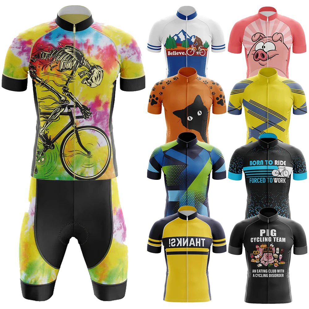 

Skeleton Tie Dye Одежда для велоспорта Mtb Мужская одежда Оборудование Мужская профессиональная рубашка Шорты Мужской джемпер Летний велосипедный трикотаж Нагрудник для мужчин