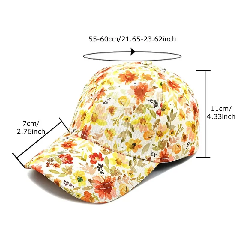 Four Seasons Polyester Print Casquette Baseball Cap Adjustable Outdoor Snapback Hats for Women 22