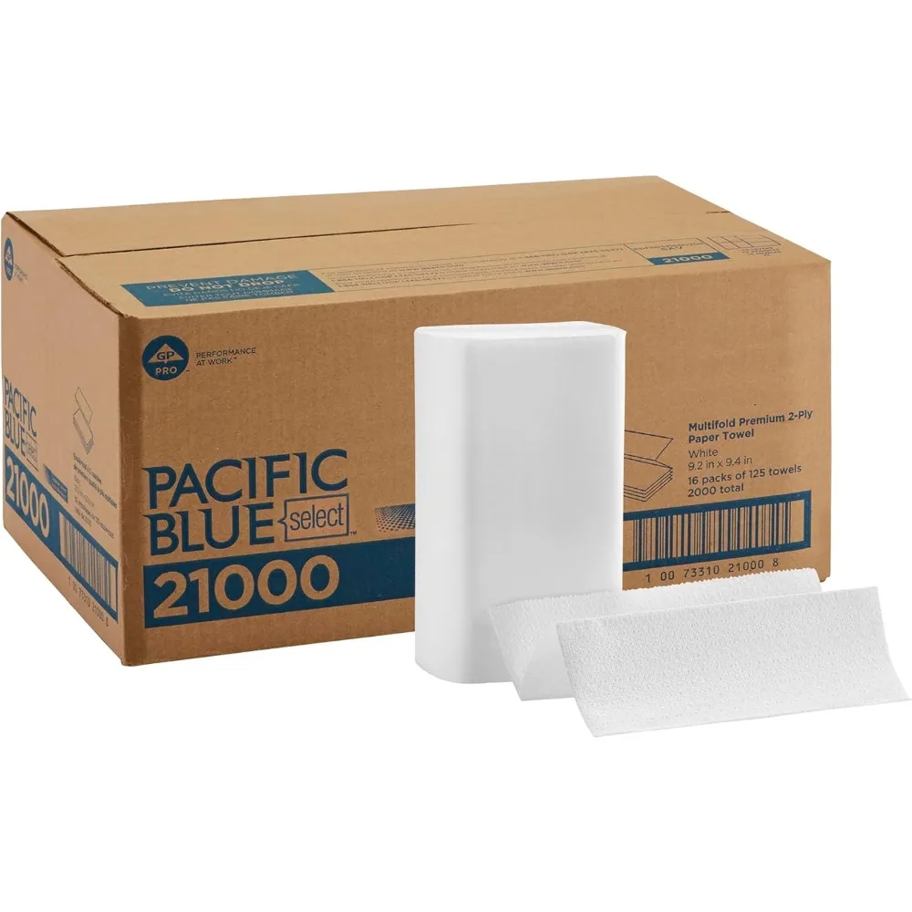 

Premium 2-Ply Multifold Paper Towels White 125 Sheets Per Roll 16 Packs Bulk Case