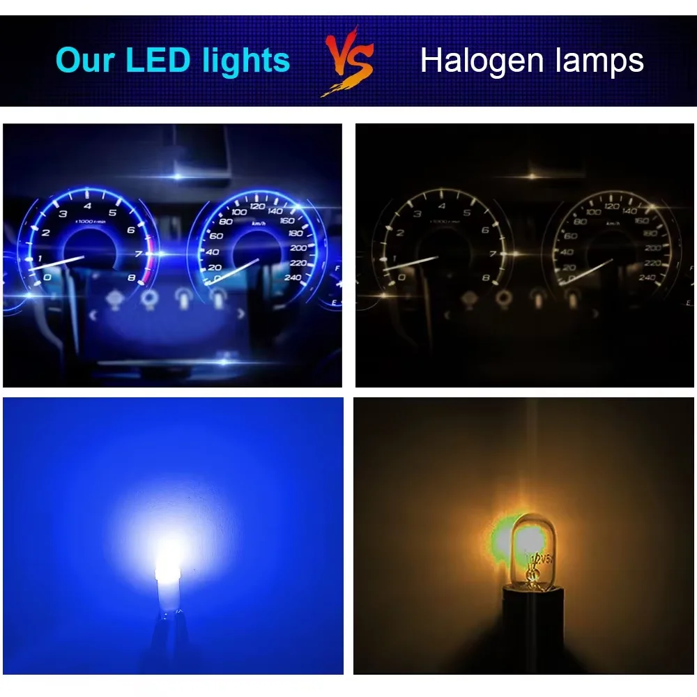 10pcs T5 LED Lights T5 COB W1.2W W3W LED Car Interior Light Auto Side Wedge Dashboard Gauge Instrument Lamp Bulb 12V white green image 5