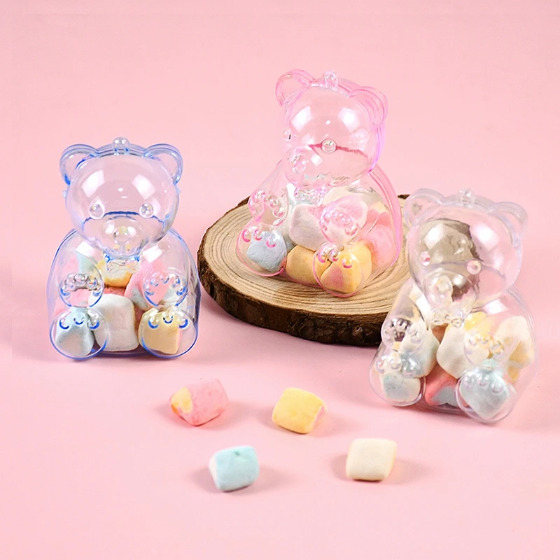 10Pcs Transparent Bear Candy Gift Box Snack Packaging Boxes Kids Birthday Party Decoration Supplies Baby Shower Favors for Guest