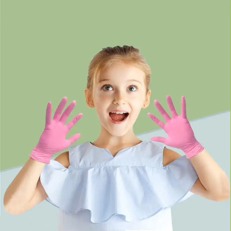 Kids Disposable Nitrile Gloves Children Students 5-15 Years Powder Free Gloves for Crafting Painting Gardening Cleaning Gloves