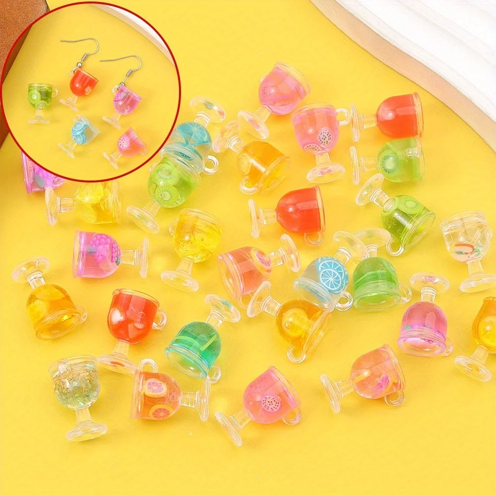 

2/4/9 шт. многоцветный кулон в форме чашки из смолы, используется для браслета «сделай сам», аксессуары для украшения пляжной вечеринки и отдыха