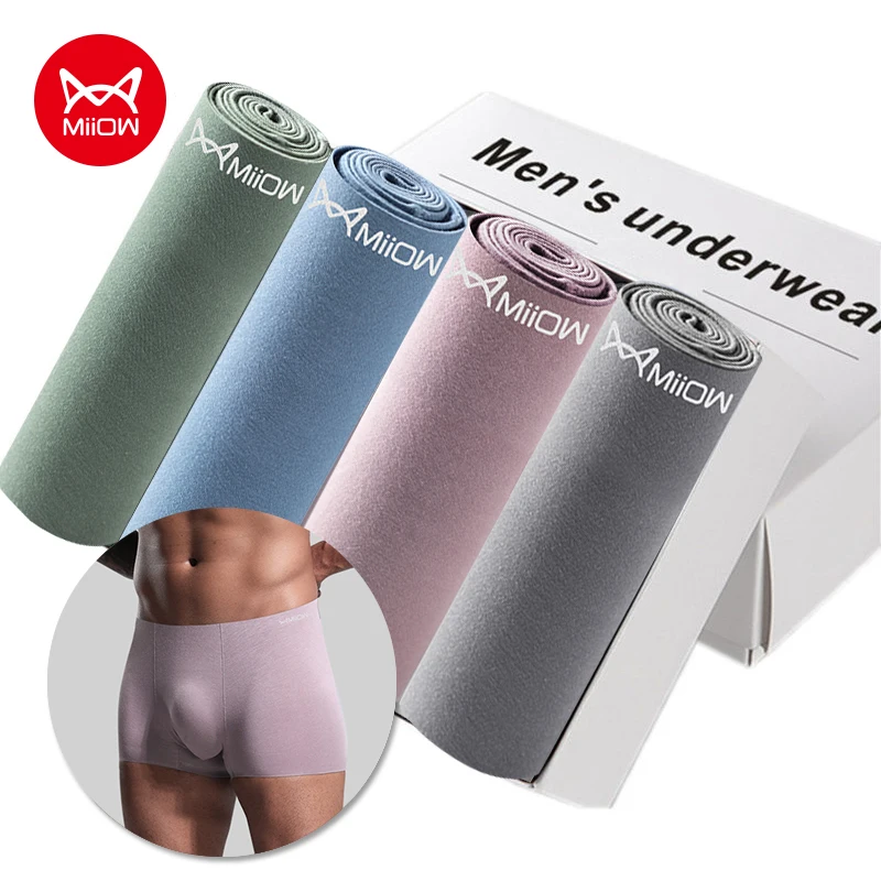 MiiOW 3Pcs Modal Sexy Men Boxers Shorts Underpants Seamless Trunks Man Underwear Boxer Panties Breathable Plus Size 2022 New