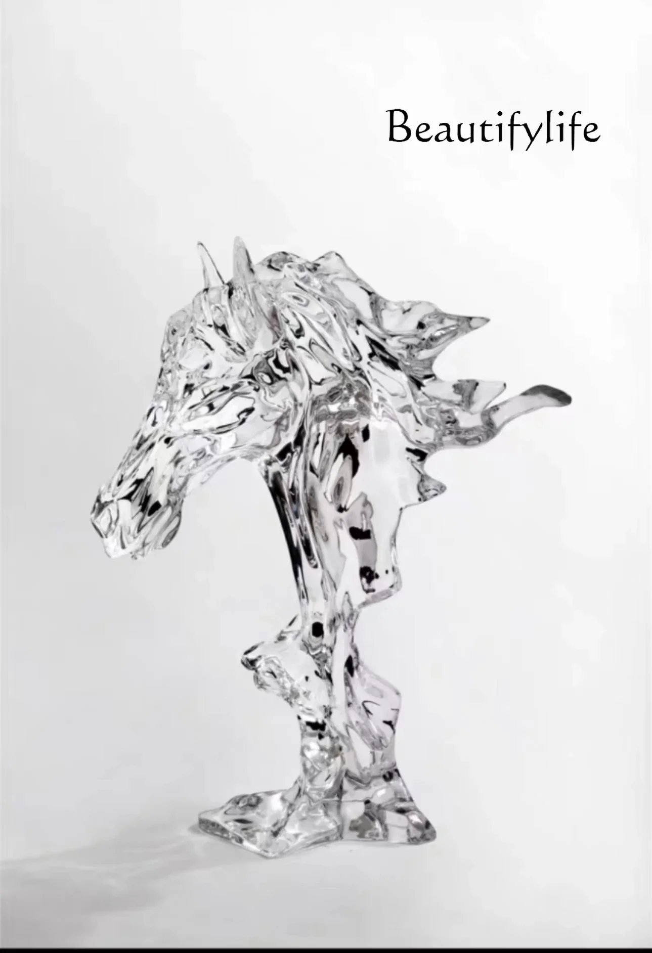 

Sculpture ornament transparent acrylic horse head jewelry soft decoration high-end design sense transparent fashion creativity