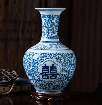 

Antique decorative blue and white porcelain vase from the Qing Dynasty