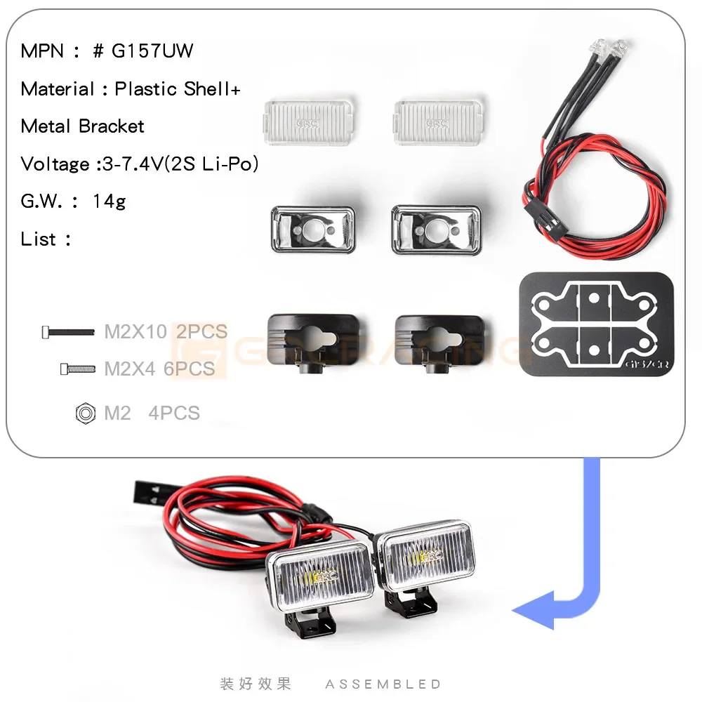 CGRC 1 Set LED-Scheinwerfer für 1/10 RC Crawler Car Traxxas TRX4 Defender Bronco TRX6 G63 AXIAL SCX10 RC4WD D90 Teile