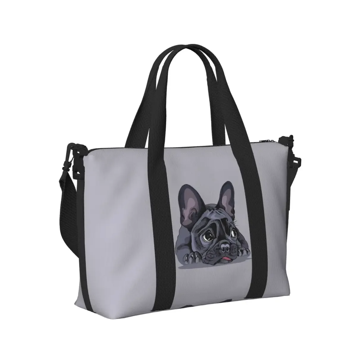 

French Bulldog Art Print Beach Travel Bag Large Capacity Tote Bags for Gym Sport Women Shopping Duffle Shoulder Bag