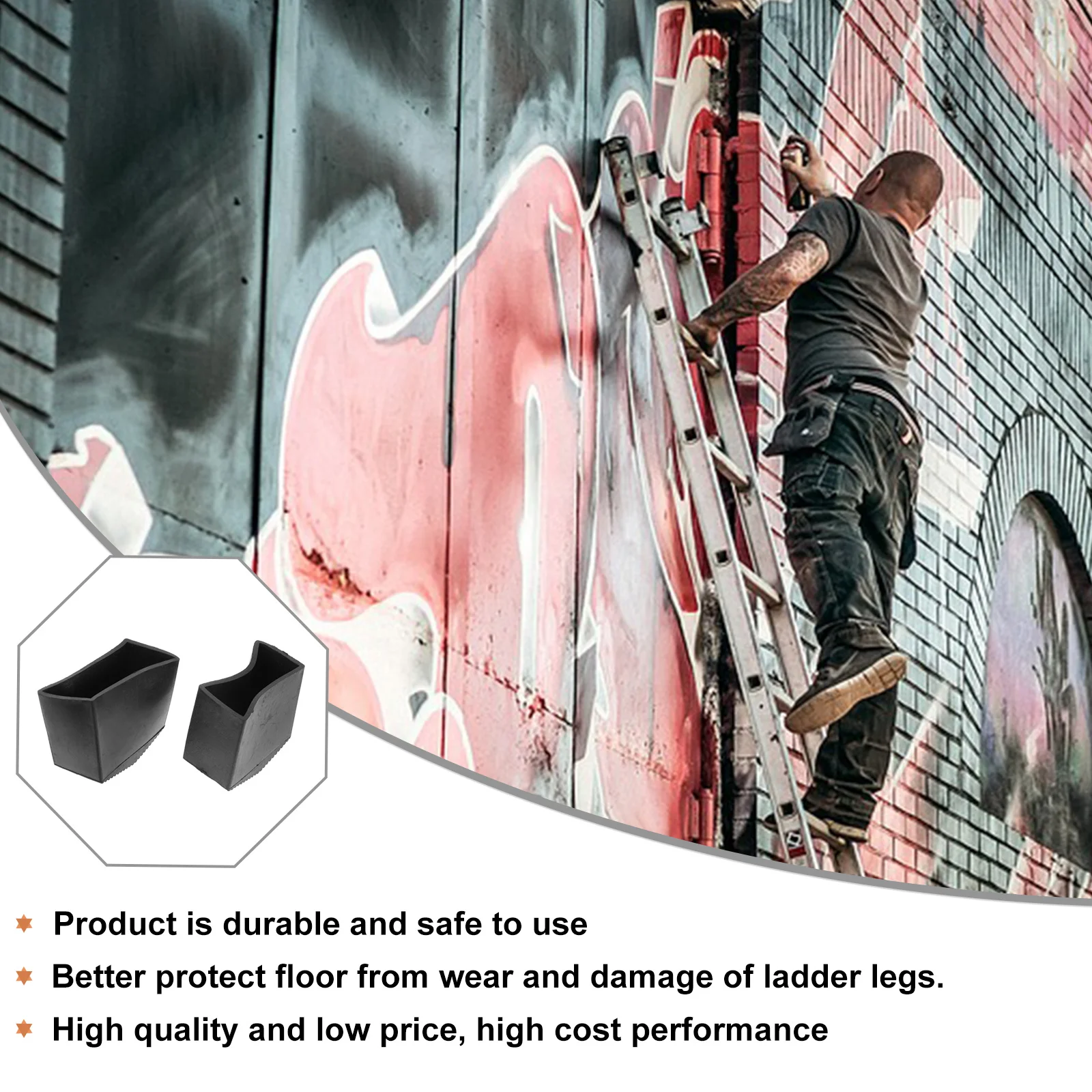 2 قطعة قدم سلم يغطي منصات مطاطية قابلة للطي للمنزل سلالم تلسكوبية المضادة للانزلاق دائم الطابق حامي سلالم الهندسة #2