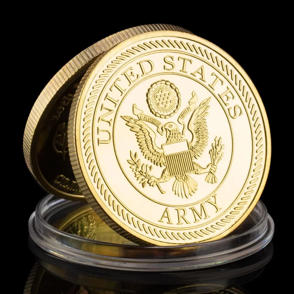 United States Army 10th Mountain Division Souvenir Coin ClimbTo Glory Golden Plated Commemorative CoinCollectible Challenge Coin