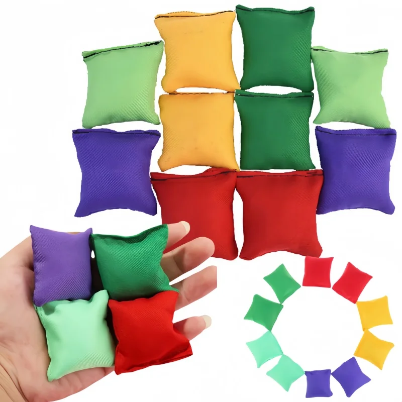 5pcs5cm/7cm 모래 가방 사각형 휴대용 가방 샌드백 장난감 어린이 놀이터 어린이 수제 부드러운 샌드백 캔버스 던지기 게임