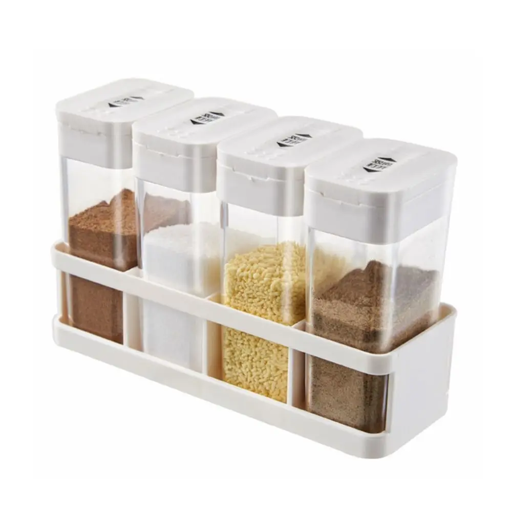 

4Pcs/set Plastic Spice Jars BPA Free Sliding Open Spice Storage Container with Lid Portable Spice Storage Bottle