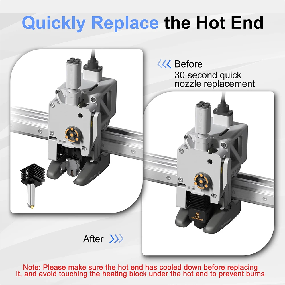 Für Bambu Lab A1/A1 Mini Hotend Kit 0,2/0,4/0,6/0,8mm Edelstahl DLC Gold Düse Hot End für Bambulab A2L 3D-Drucker Teile – Detail 2