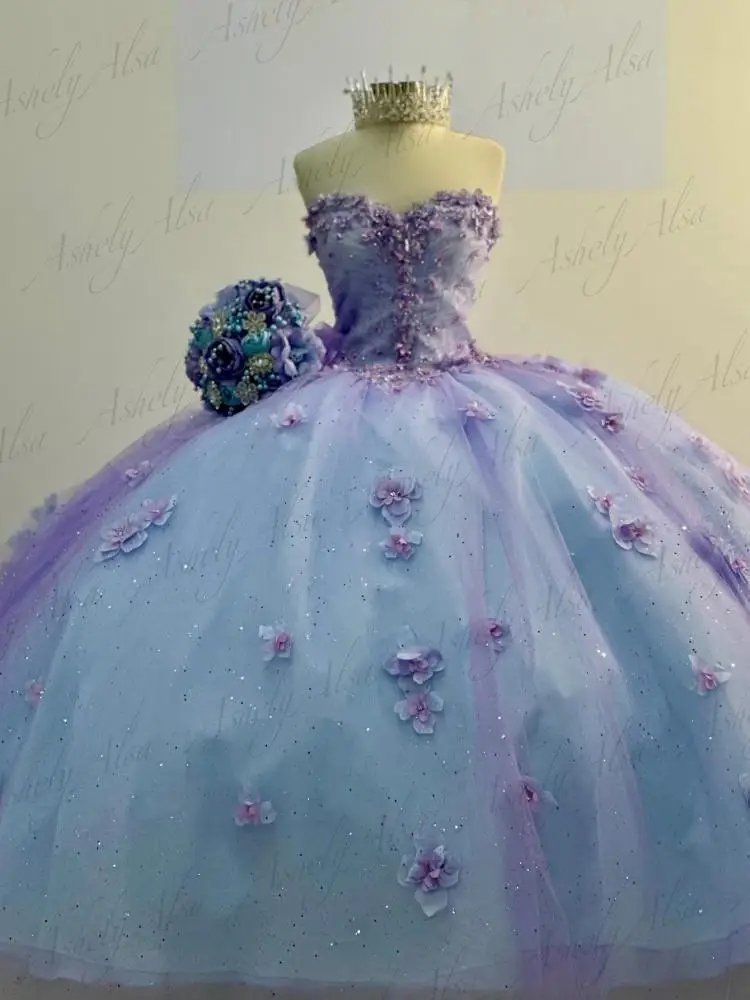 Vestidos De fiesta De cumpleaños personalizados De lujo para niña, Vestido De baile con lazo Floral 3d De manga larga, Vestido De 15 para quinceañera y graduación