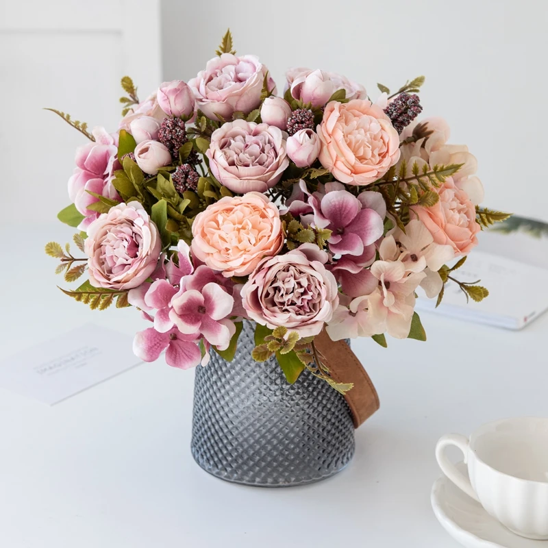 Künstliche Blumen für Festivals, Hochzeiten, Garten-Rosenbogen, Brautstrauß, Heim-Tischdekoration, Hortensien, DIY-Geschenk, Hohe Qualität – Detail 9